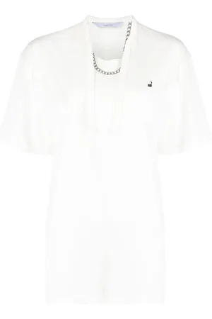 pushBUTTON Necklace-print oversized T-shirt