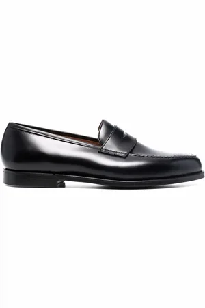 Crockett & Jones Almond-toe leather loafers