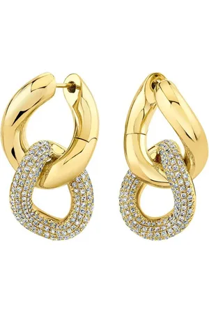 Shay 18kt yellow Double Link diamond earrings