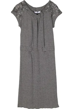 Dior Herringbone pattern short-sleeved wool dress