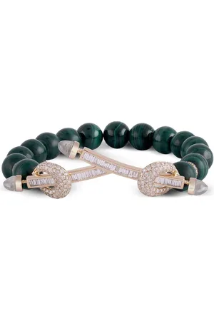 Ananya 18K yellow Chakra Twin diamond and malachite bracelet