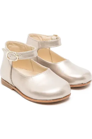 BONPOINT Metallic leather ballerina shoes