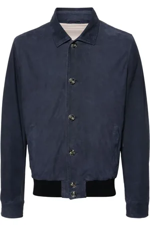 BARBA Spread-collar suede jacket