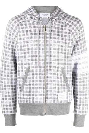 Thom Browne Checked jacquard zip-up hoodie