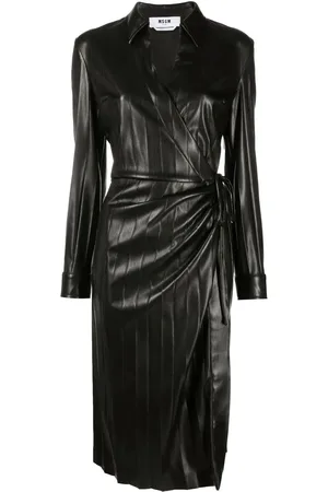 Msgm Faux-leather pleated dress