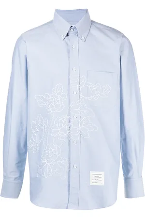 Thom Browne Floral-embroidered long-sleeve shirt