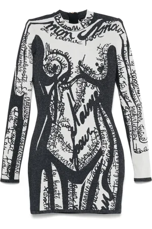 Balmain Body-motif embroidered mini dress