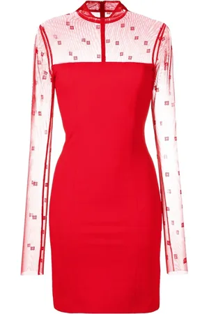 Givenchy Tulle panel long-sleeve dress