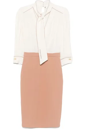 Elisabetta Franchi Piped-trim georgette midi dress