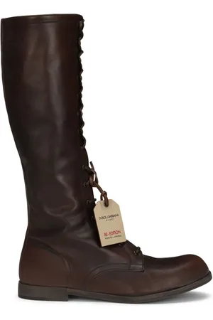 Dolce & Gabbana Logo-tag lace-up leather boots