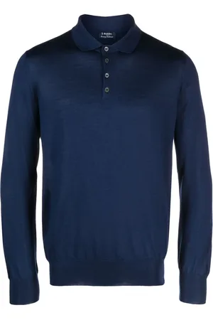 BARBA Long-sleeved knit polo shirt