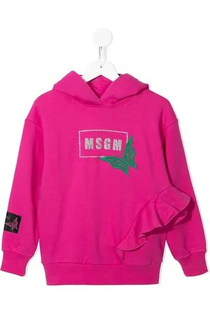 Msgm Logo ruffled hoodie