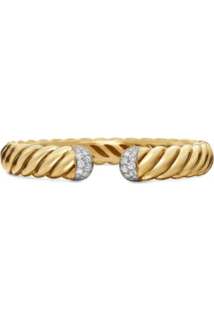 David Yurman 18kt yellow Sculpted Cable diamond cuff (10mm)