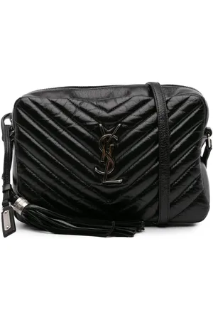 Saint Laurent 2017 Cracked Shiny Calfskin Matelasse Tassel Monogram Lou Camera Bag crossbody bag