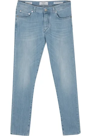 BARBA Low-rise tapered-leg jeans