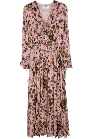 Msgm Abstract-print ruffle-detailing dress