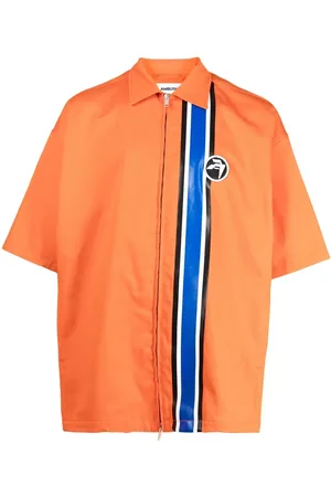 AMBUSH Striped zipped short-sleeve shirt