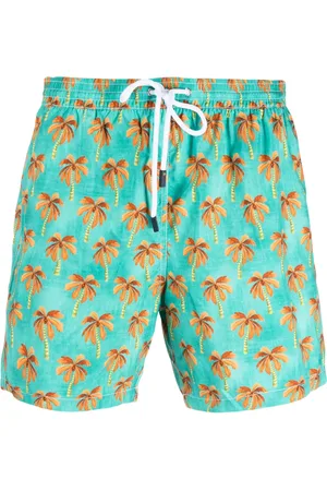 BARBA Palm tree-print swim shorts