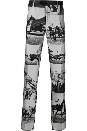 BILLIONAIRE Horse-print slim trousers