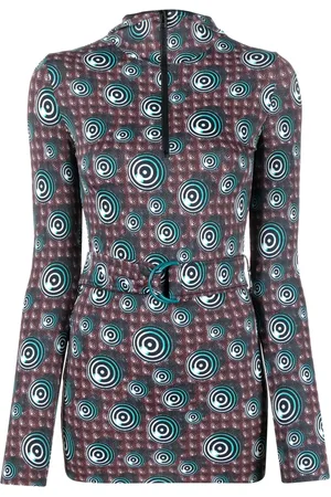 Jean Paul Gaultier 1996 spiral print belted hooded top