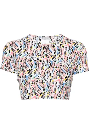 CHANEL 1995 shoe-print cropped T-shirt