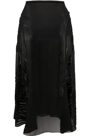 Jean Paul Gaultier 2000s appliquée sheer flared silk skirt