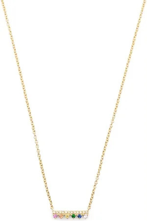 EF Collection 14kt yellow Chloe Bar diamond gemstone pendant necklace
