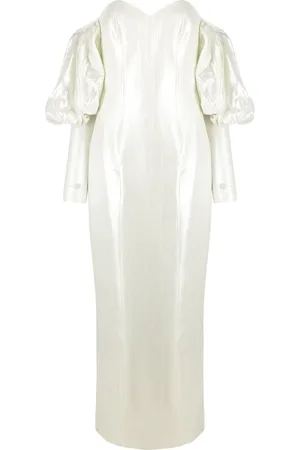 Bazza Alzouman Juliet-sleeves lamé gown