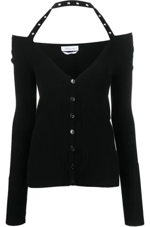BLUMARINE Halterneck ribbed-knit cardigan