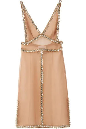 Miu Miu Crystal-embellished silk minidress