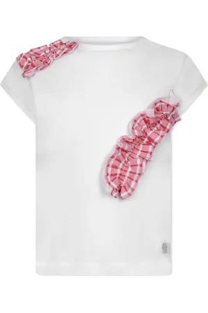 Simonetta Check-print ruffle T-shirt