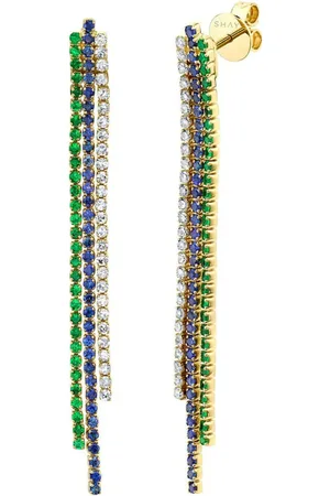 Shay 18kt yellow Triple Thread multi-stone earrings