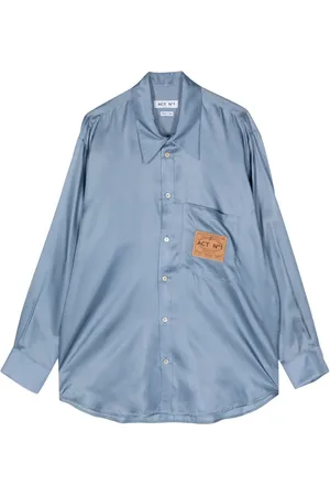 ACT N°1 Logo-appliqué satin shirt