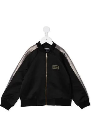 VERSACE Logo-print satin bomber jacket