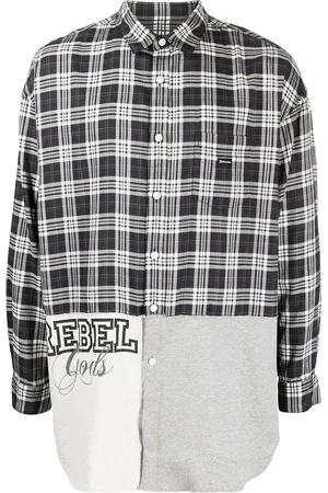 Undercoverism Patchwork plaid long-sleeve shirt