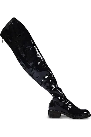 GUIDI Laminated knee-high leather boots
