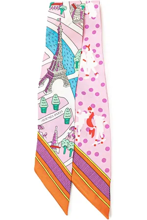 Hermès 20th Century Les Nouveaux Amoureux de Paris Twilly Silk Scarf scarves