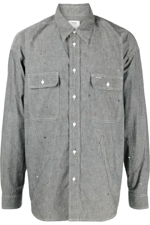 VISVIM Logo-print paint-splatter shirt