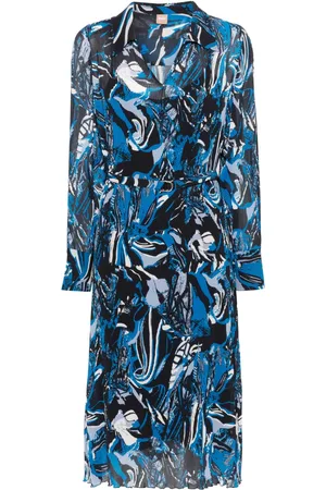 HUGO BOSS Seasonal-print pleated midi dress