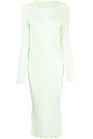 ROSETTA GETTY Long-sleeved ribbed polo dress