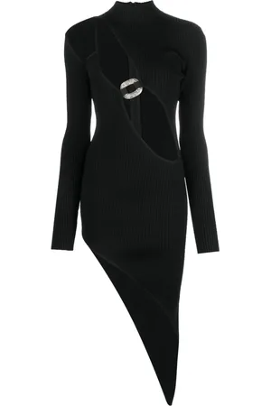 DAVID KOMA Asymmetric cut-out ribbed dress