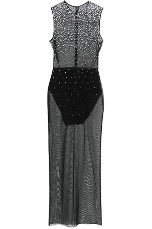 ALEX PERRY Crystal mesh midi dress
