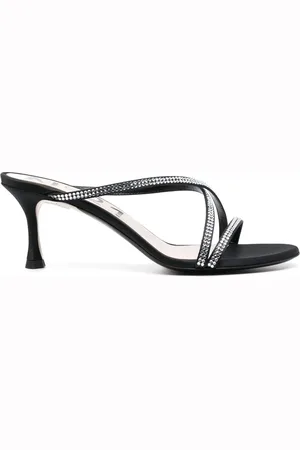 Nº21 60mm crystal-embellished crossover-strap mules