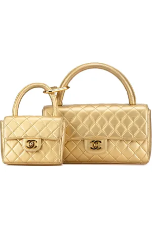 CHANEL 1994-1996 Lambskin Parent Child Kelly Set Top Handle Bag handbag
