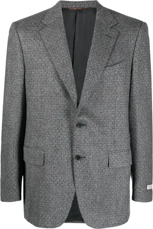 CANALI Single-breasted herringbone-pattern blazer