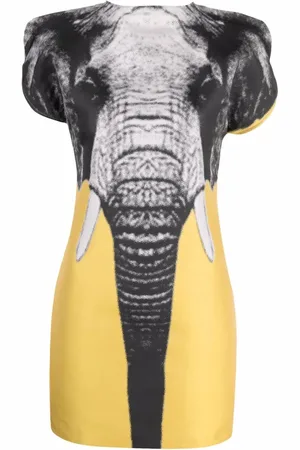 JC DE CASTELBAJAC 2000s elephant-print mini dress