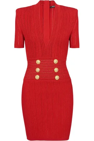Balmain V-neck knitted dress