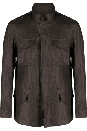 BARBA Multiple-pocket linen shirt jacket