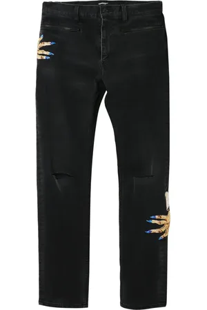 UNDERCOVER Motif-embroidered straight-leg jeans