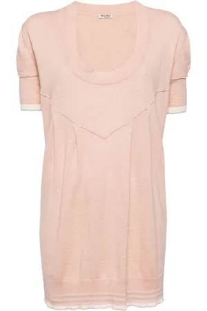 Miu Miu Stripe-trim knitted cotton top